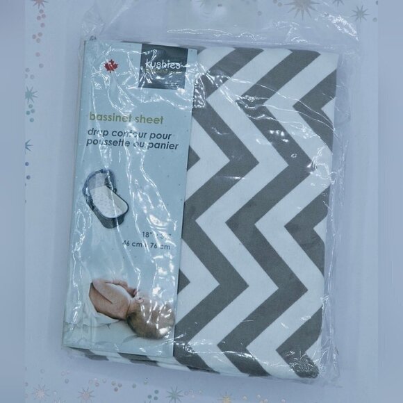 Kushies Grey White Chevron Baby Bassinet Sheet - Picture 6 of 8